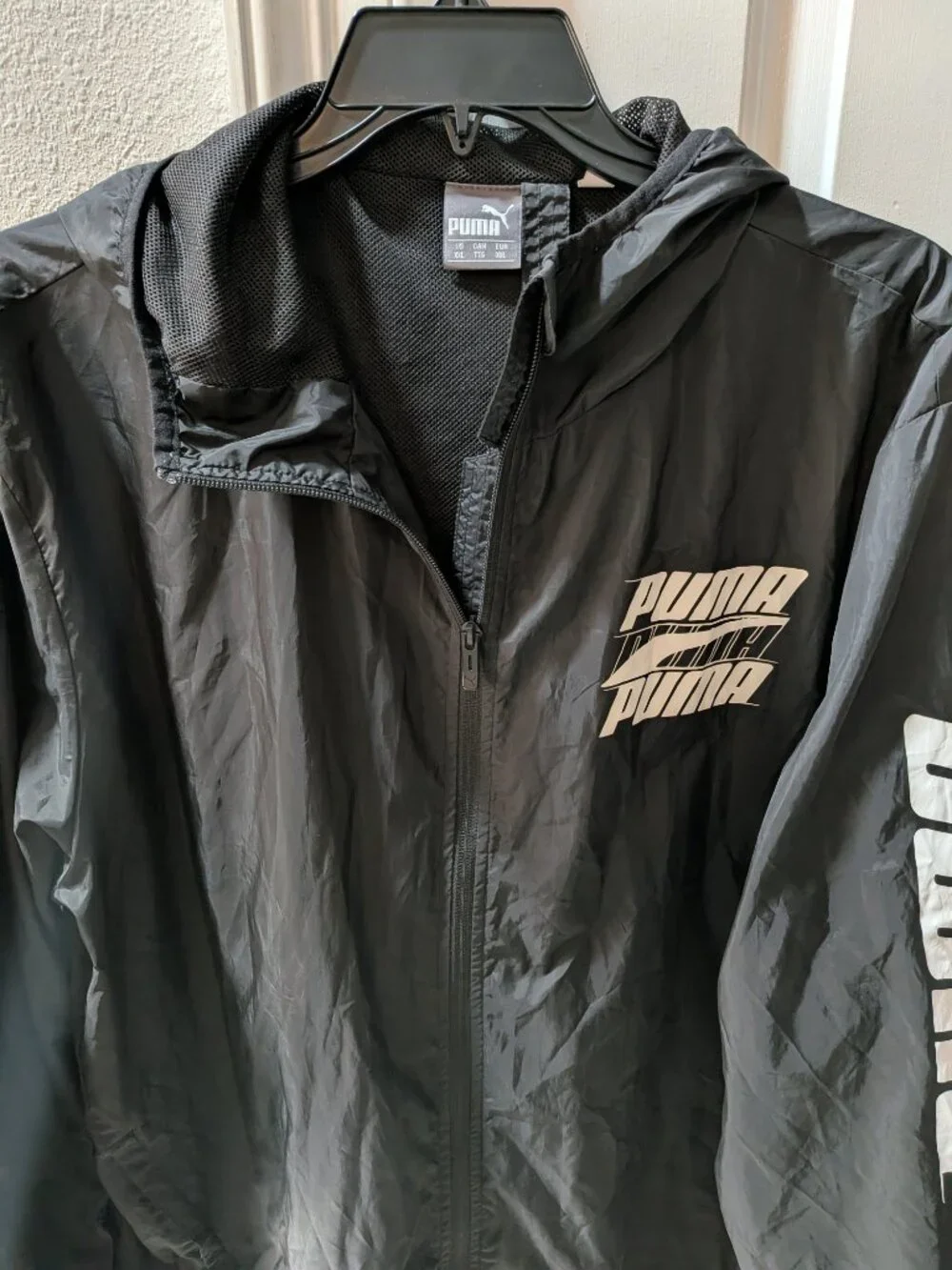PUMA Light Windbreaker Men's Rain Jacket Full Zip Hooded Size XXL